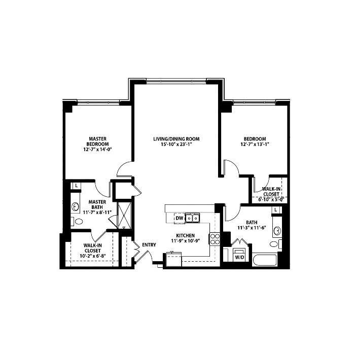 Douglas_Park_-_2_Bedroom_2_Bathroom_1361_sq._ft. The Burnham apartment floor plan