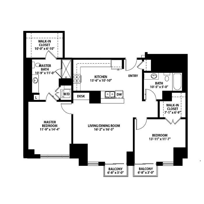 Kinzie - 2 Bedroom, 2 Bathroom, 1,250 sq. ft.