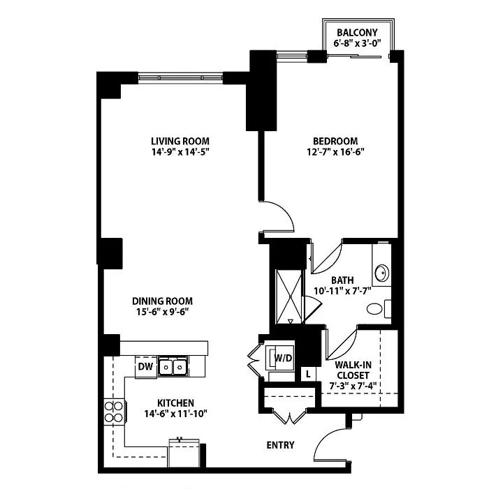 Palmer - 1 Bedroom, 1 Bathroom, 1,014 sq. ft.
